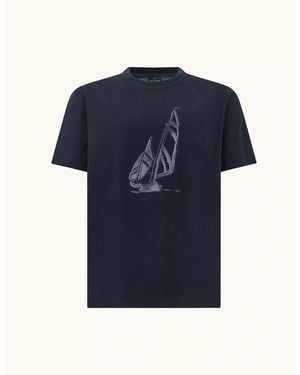 Paul & Shark Structured Cotton Jersey T-Shirt With Graphic Print - Blue