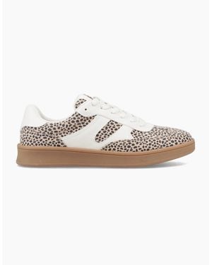 Hush Puppies Maura Textile Casual Trainers Leopard Tan - White