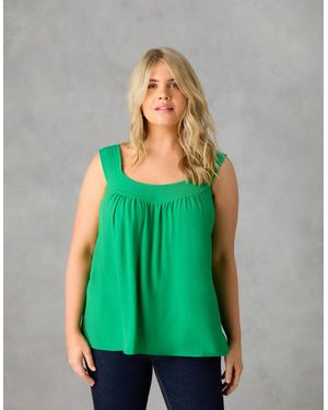 Live Unlimited London Pleat Neck Sleeveless Blouse - Green