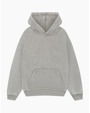 Magrit Embroidered Acid Wash Hoodie - Grey
