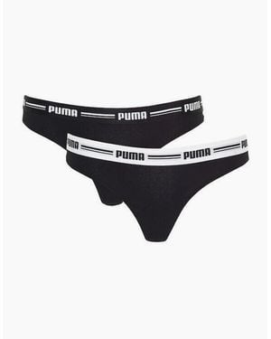 PUMA 2-Pack Striped Logo Mid-Rise Strings - Black