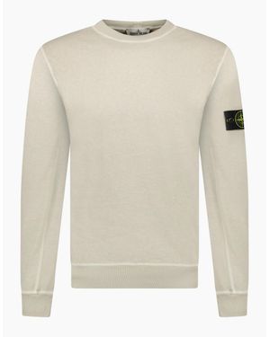Stone Island Old Effect Crewneck Sweatshirt - White
