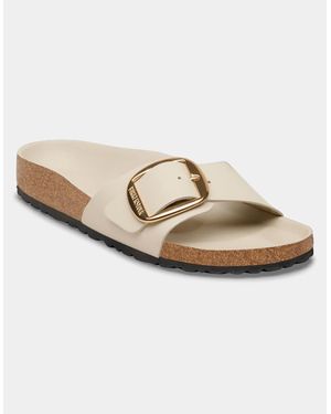 Birkenstock Madrid Big Buckle Natural Patent Leather Sandals - White