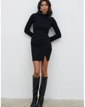 Pretty Lavish Lakelyn Wrap Mini Knit Skirt - Black