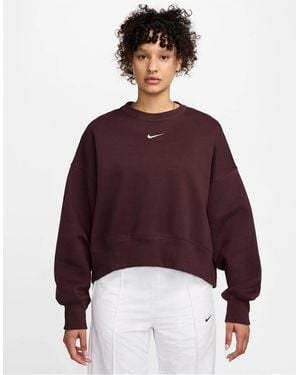 Nike Sportswear Phoenix Fleece Over Oversized Crewneck Sweatshirt - Red