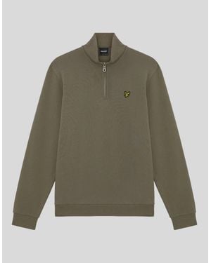 Lyle & Scott Cotton Loopback 1/4 Zip Sweatshirt - Green