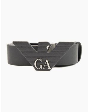 Emporio Armani Ga Eagle Leather Belt Iron - Grey