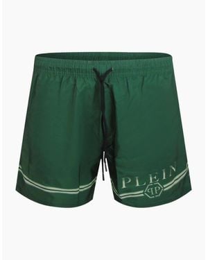 Philipp Plein Striped Design Beach Shorts - Green