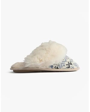 Totes Toasties Fair Isle Knit Mule Slippers - White