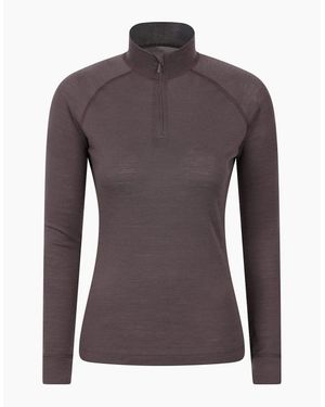 Mountain Warehouse Ladies Merino Wool Zip Neck Thermal Top - Purple