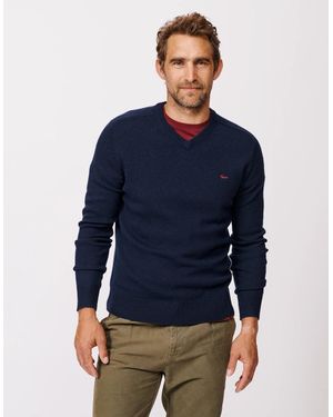 aubi Eastbourne Merino V Neck - Blue