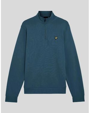 Lyle & Scott Everyday 1/4 Zip Cotton Sweatshirt - Blue