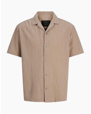 Jack & Jones Jacquard Short Sleeve Shirt Aluminum - Natural