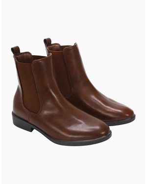 XY London Ladies Nala Flat Heel Pull-On Chelsea Boots - Brown