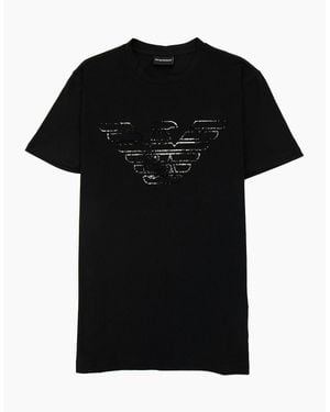 Emporio Armani Pima-Jersey T-Shirt With Graffiti Logo - Black