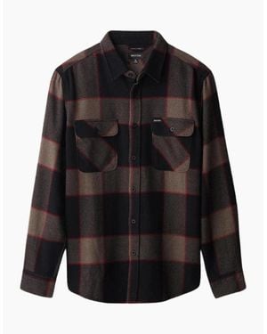 Brixton Bowery Heather/Charcoal L/S Flannel Shirt - Black