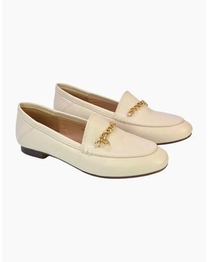 XY London Ladies Tessah Chain Detail Flat Loafers - Natural