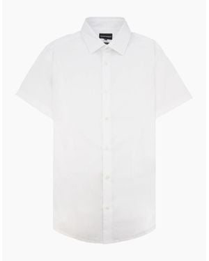 Emporio Armani Short-Sleeved Stretch Nylon-Blend Shirt Bianco - White