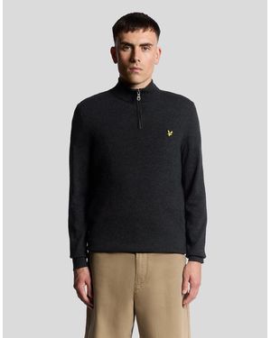 Lyle & Scott Lambswool Blend 1/4 Zip Jumper - Black