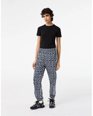 Lacoste Lettering Vertical Stripe Slim Cut Joggers - Blue