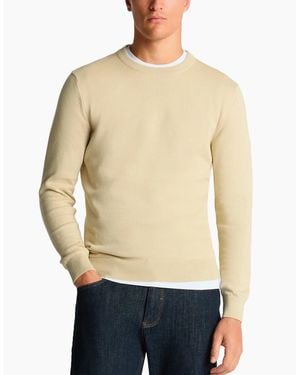Remus Uomo Tapered Fit Cotton Crew Neck Jumper Ecru - Natural