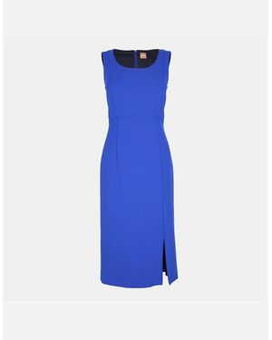 BOSS Demboka Scoop Neck Sleeveless Midi Dress - Blue