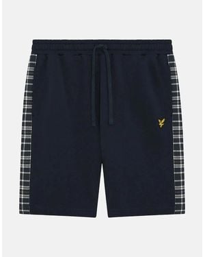 Lyle & Scott Lyle & Scott Check Panelled Sweatshort - Blue
