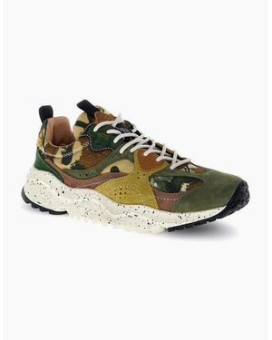 Flower Mountain Wave Suede Camouflage Trainers - Green