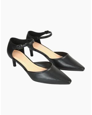 XY London Ladies Kacey Ankle Strap Kitten Heel Court Shoes - Black