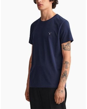 GANT Regular Fit Short Sleeve Shield Logo T-Shirt - Blue