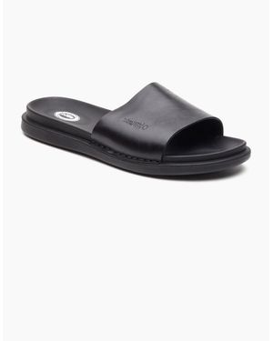 Base London London Albany Leather Slides - Black