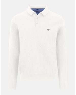 Fynch-Hatton Polo Collar Fine Knit Cotton Jumper New Off - White