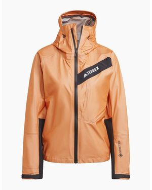 adidas Solid Patterned Hooded Full Zipper Rain Jacket - Brown