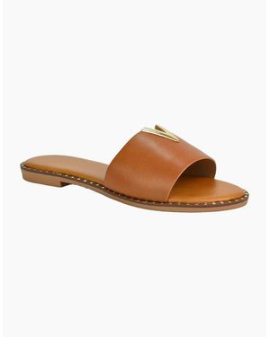 XY London Ladies Rorie Cut Out Sliders - Brown
