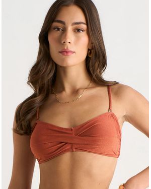 Gini London Rust Metallic Twisted Bikini Top - Brown