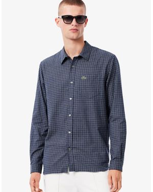Lacoste Regular Fit Plaid Flannel Shirt - Blue