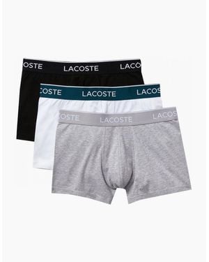 Lacoste 3 Pack Boxers With Branded Waistband - Grey