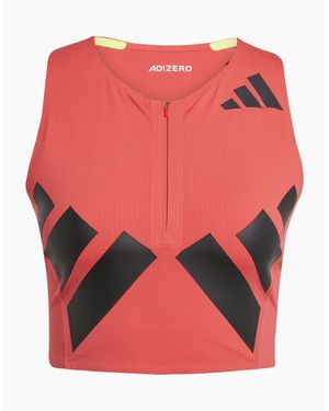 adidas Adizero Halter Neck Sleeveless Muscle Tank - Red