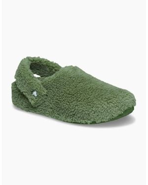 Crocs™ Classic Cozzzy Polyester Army Slippers - Green