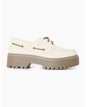 Timberland Stone Street Natural Nubuck Boat Shoes - White