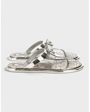 Versace Gianni Ribbon Slides Rubber Palladium - Metallic
