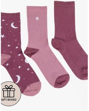 Totes Toasties Ankle Cotton Blend 3 Pack Socks Star - Purple