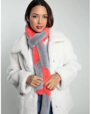 Nooki Design Ziggy Faux Fur Scarf-Coral - Grey