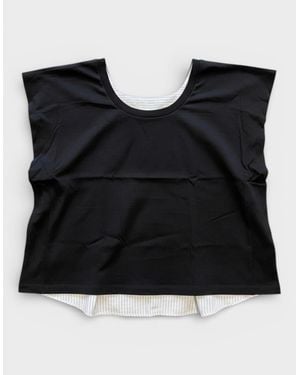Maison Margiela Mm6 Sleeveless Cotton Pullover Stripes Shirt - Black