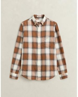 GANT Regular Fit Windblown Flannel Broad Check Shirt - Natural