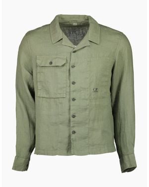 C.P. Company Long Sleeve Linen Overshirt - Green