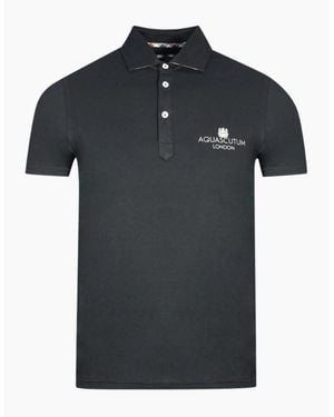 Aquascutum London Bold Logo Polo Shirt - Black