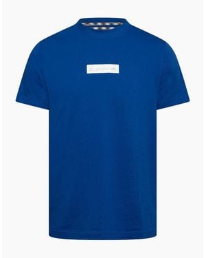 Aquascutum Text Graphic Crew Neck Short Sleeve T-Shirt - Blue