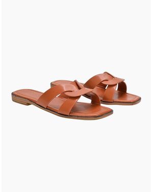 XY London Ladies Charley Open Toe Sliders - Brown