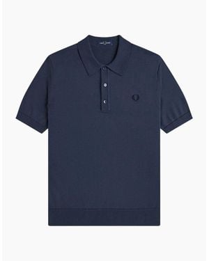 Fred Perry Cotton Knitted Polo Shirt - Blue